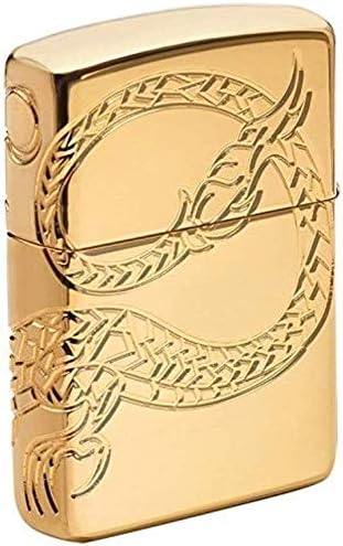 Zippo Gold Plate with Epoxy Inlay Asian Dragon Lighter