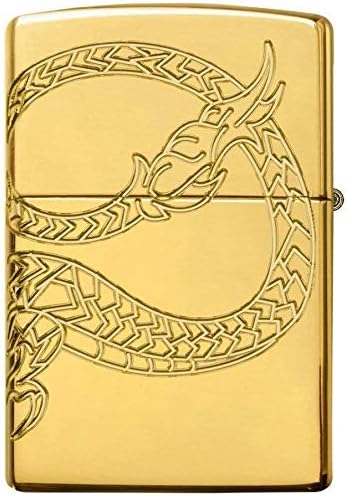 Zippo Gold Plate with Epoxy Inlay Asian Dragon Lighter