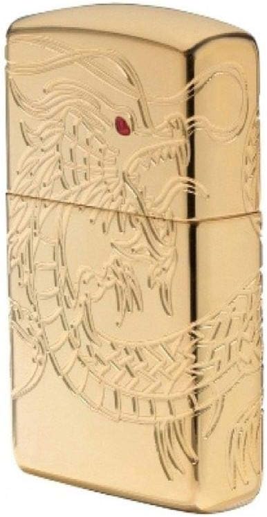Zippo Gold Plate with Epoxy Inlay Asian Dragon Lighter