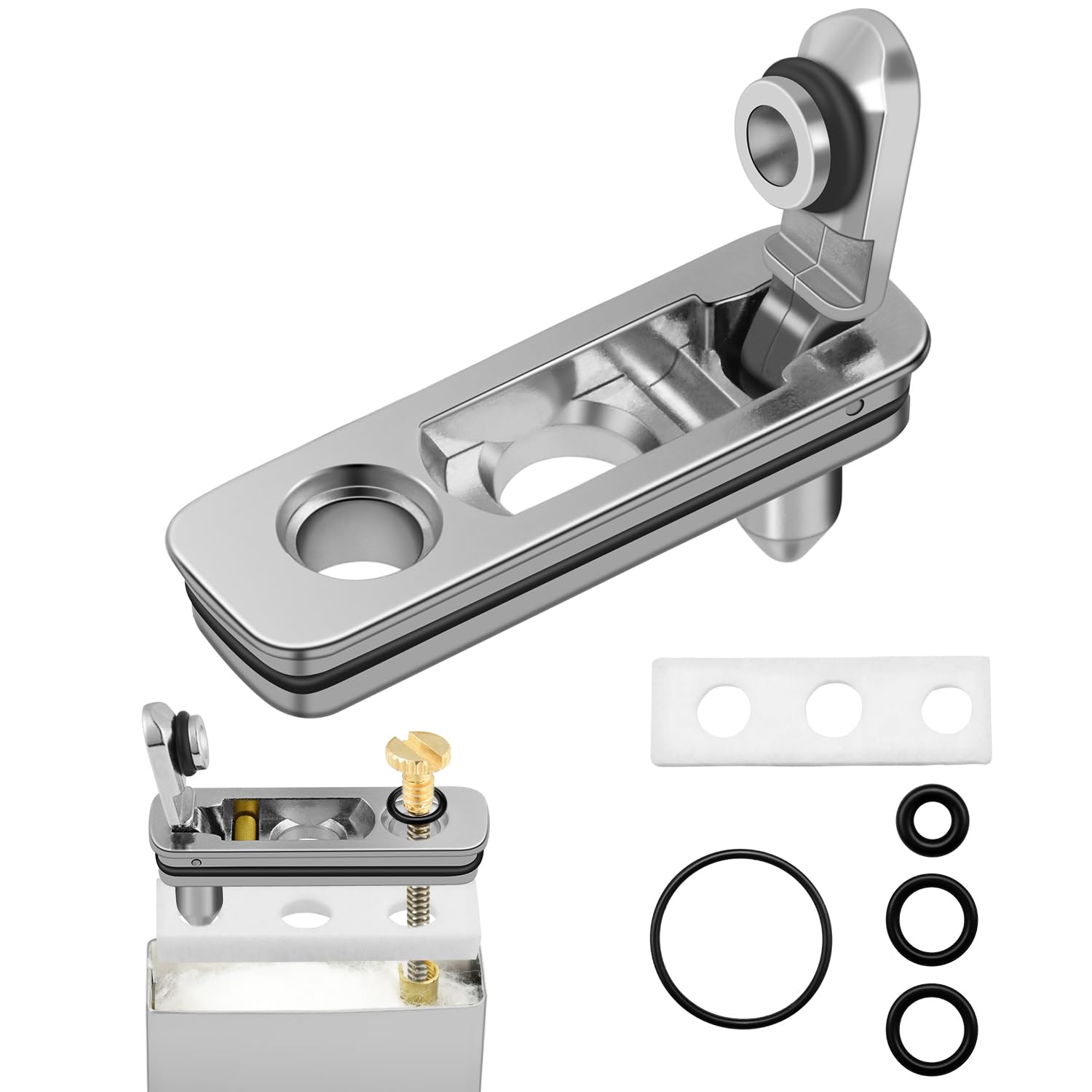 2 Set Lighter Gasket Seal Metal Lighter Repair Insert Accessories Kit 1Ppcs Cotton Felt Pad with 3Pcs Rubber Seals for Lighter Bottom Seal(Sliver+Glod)