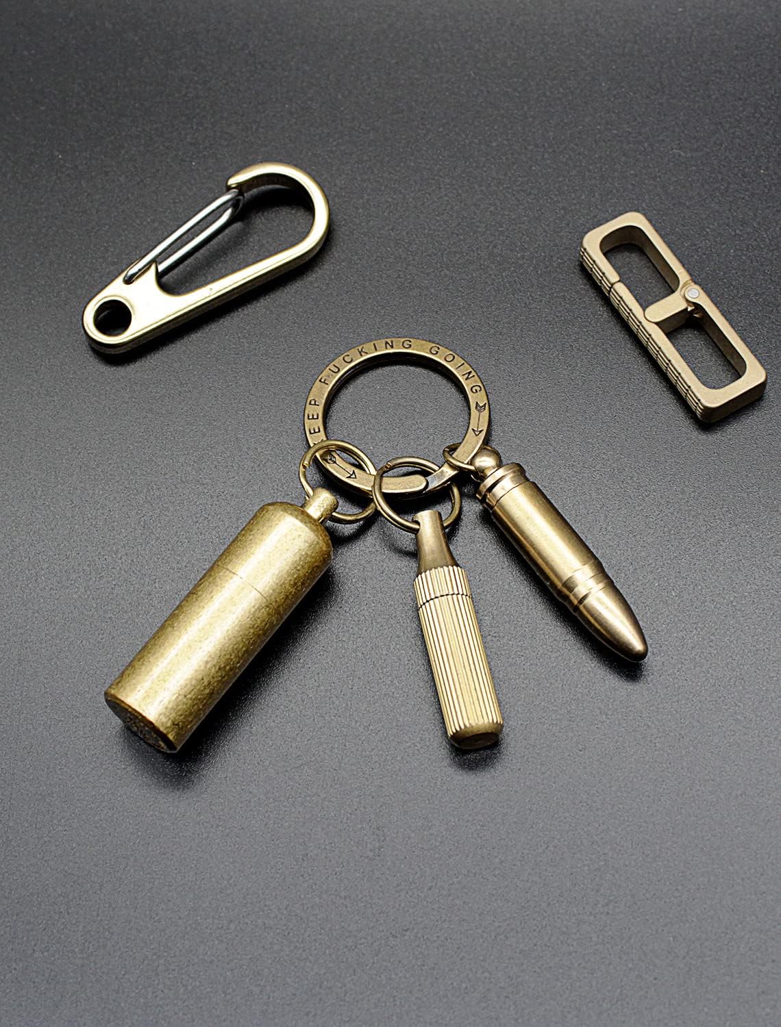 PPFISH Mini Brass Lighter - EDC Peanut Lighter Keychain - Waterproof Fire Starter Especially for Survival and Emergency Use